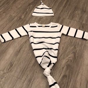 Knotted gown and matching hat baby boy baby girl